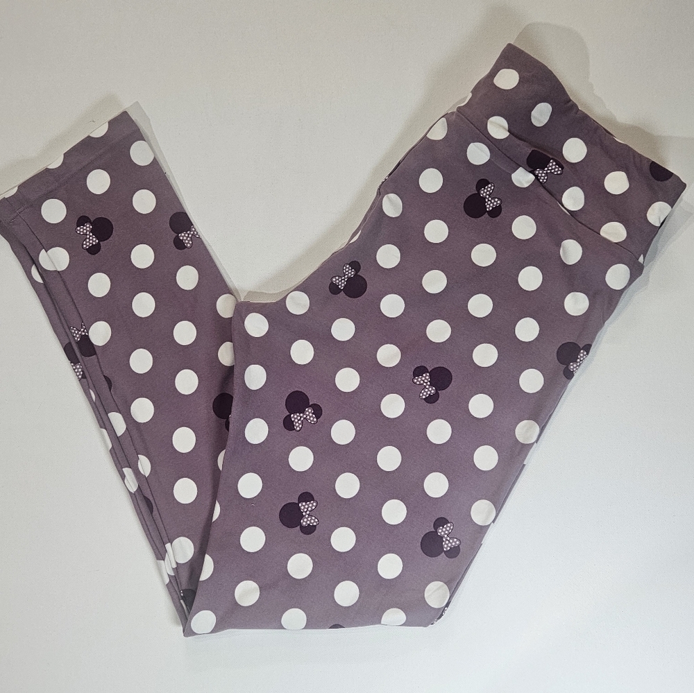 LuLaRoe Leggings Womens 30 TC Purple Minnie Mouse Polka Dot Super Soft Yoga Pant - Picture 7 of 8